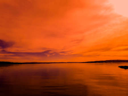 landscape with sunset over the sea - Lysakerの写真素材