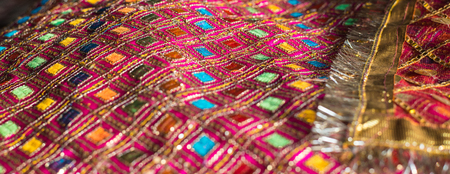 Decorative cloth used during the Hindu ceremonies. Useful as colorful backgroundsの写真素材
