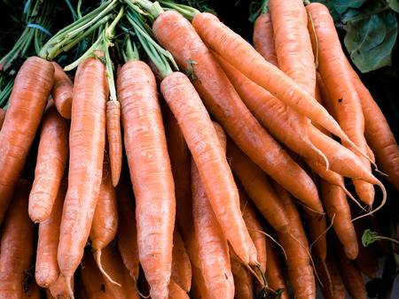 Beautiful background of carrots, coming from organic cultivation. Flatlay viewの写真素材