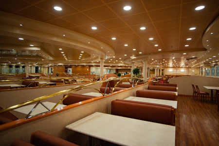 Particular view of a luxurious restaurant in a cruise ship. Orizontal viewのeditorial素材