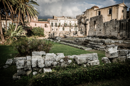 Panoramic view of the temple of Apollo on a beautiful summer day. Vertical view.の写真素材