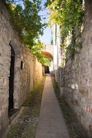 Picturesque alley in the medieval village of Porto Cervo in Liguriaの写真素材