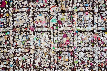 Verona, Italy â 19 July 2014 : Close up of the message board at the entrance to the Giulietta house in Verona. Full of little love messages written on sticky paper. Concept of loyalty in love. Horizontal viewのeditorial素材