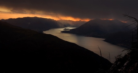View of  Como Lake with a dark atmosphere