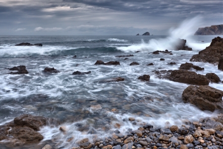 the rocky coasts of northern Spainの写真素材