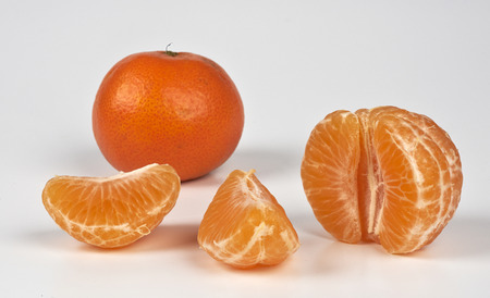 some tangerines on white backgroundの写真素材