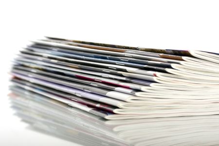 closeup pile of magazinesの写真素材