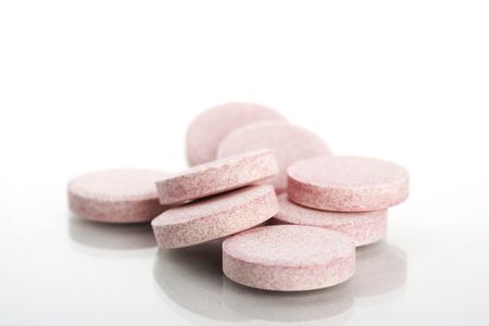 closeup effervescent tablets on white