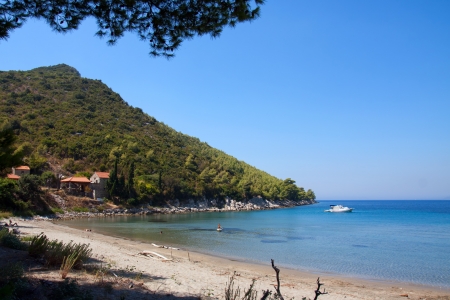 sandy beach on adriatic coastの写真素材