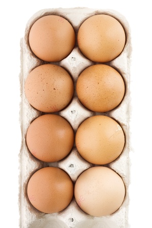 egg packaging isolated on white backgroundの写真素材
