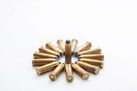 Several bullets of the 38 caliber special for a handgun or revolver