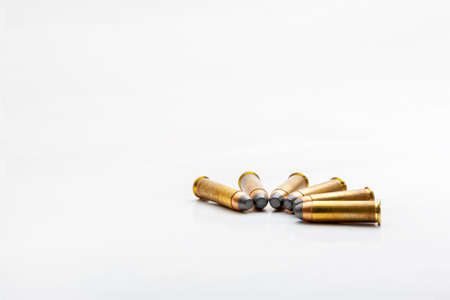 Several bullets of the 38 caliber special for a handgun or revolverの写真素材
