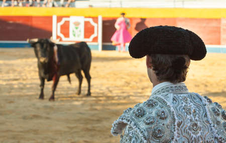MALPARTIDA DE PLASENCIA, SPAIN - July 07: Rejoneo at bullring. The Rejoneador is Martin Burgos.Toros, Torero.のeditorial素材