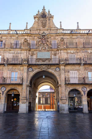 Salamanca, Castilla y Leon, Spain - January 19, 2021: Main Square, the most important square and the heart of Salamanca, Castile and Lion.のeditorial素材
