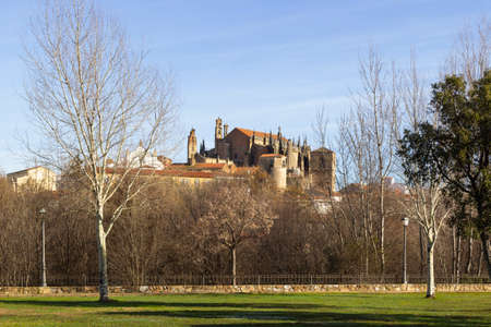 Plasencia, Spain - February 14, 2021: Day view of Plasencia town with Cathedral. Extremadura, Spainのeditorial素材
