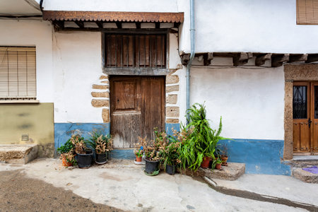 Villanueva de la Vera, Spain - March 08, 2021: View of a peculiar building example of the typical and traditional architecture of the townのeditorial素材