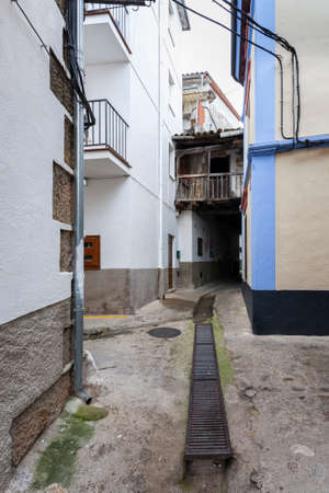 Villanueva de la Vera, Spain - March 08, 2021: View of a peculiar street example of the typical and traditional architecture of the townのeditorial素材