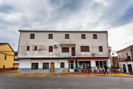 Villanueva de la Vera, Spain - March 08, 2021: View of a peculiar building example of the typical and traditional architecture of the townのeditorial素材