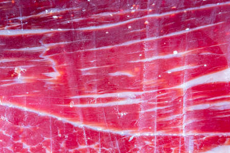 Detail of sliced iberian spanish, bellota ham.