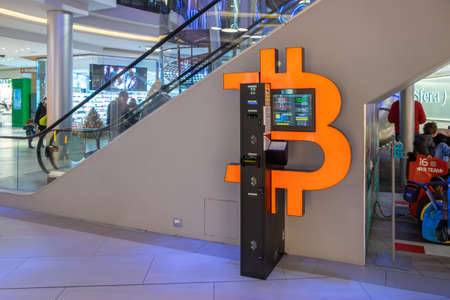 A bitcoin ATM in pioneer place, Shopping mall