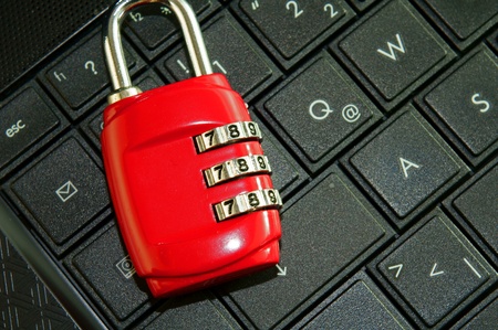 computer and lockの写真素材