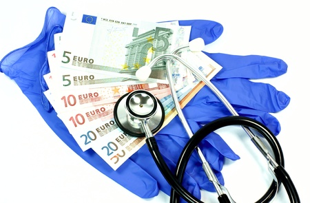 euro notes and stethoscope