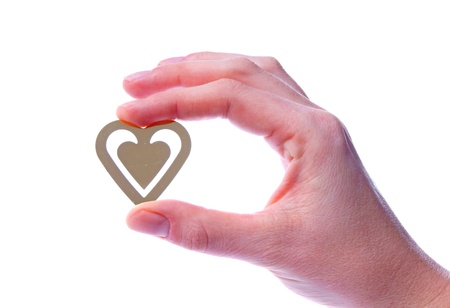 Hand holding a heartの写真素材