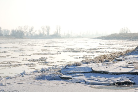 Drift Ice in a Riverの写真素材