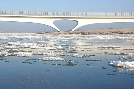 Drift Ice in a Riverの写真素材