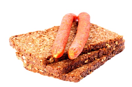 Bread and Salamiの写真素材