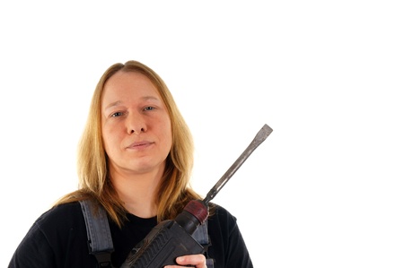 Craftswoman with a drill