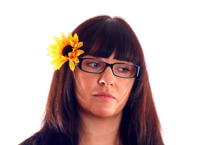 Portrait of a young brunette womanの写真素材