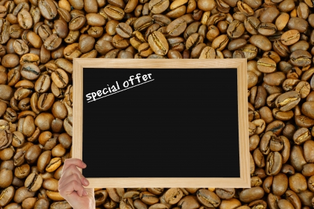 blackboard - special offer with coffee beansの写真素材