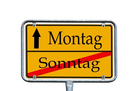 sign with the german words monday and sundayの写真素材