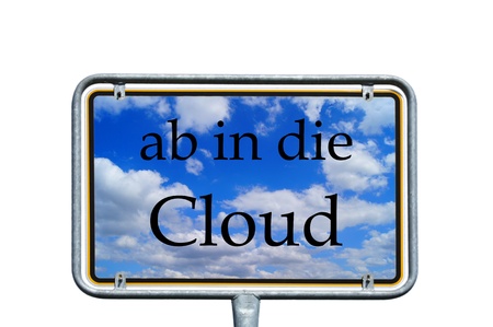 sign with the german words into the cloudの写真素材