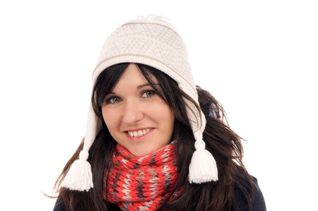 Young woman with hat and scarfの写真素材