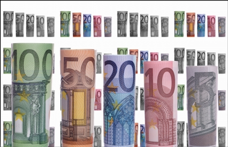 collage - euro banknotesの写真素材