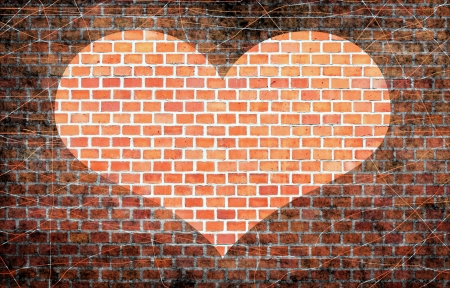 Stone wall background with heartの写真素材