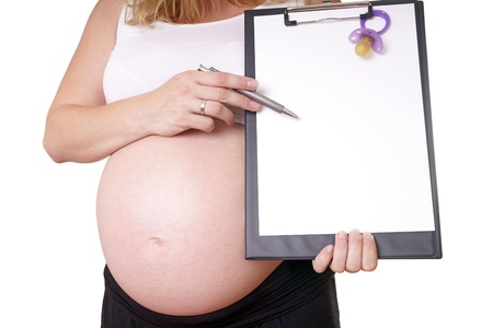 pregnant woman with clipboardの写真素材