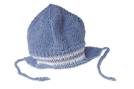 knitted hat isolated over a white backgroundの写真素材