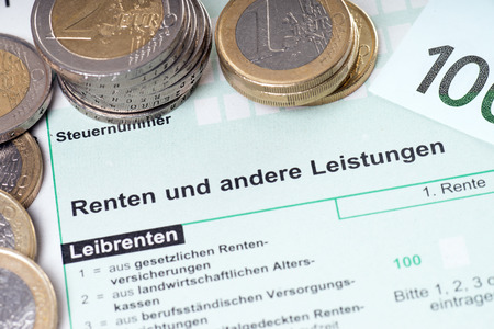german Form for pension tax returnの写真素材
