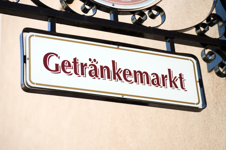 Shield with the german word beverage marketの写真素材