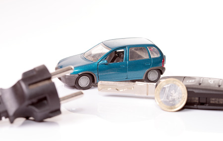 Power plug with euro money and car keyの写真素材