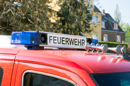 Fire truck with the german word firefighters