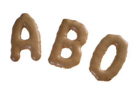 the word ABO isolated over white backgroundの写真素材