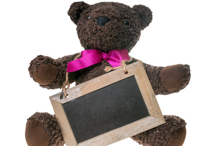 Teddy with empty wooden sign