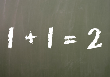 Chalk board with a math problemの写真素材