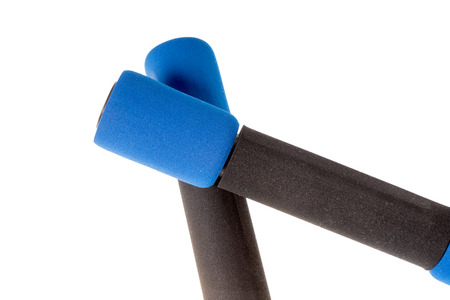 Dumbbells over a white background