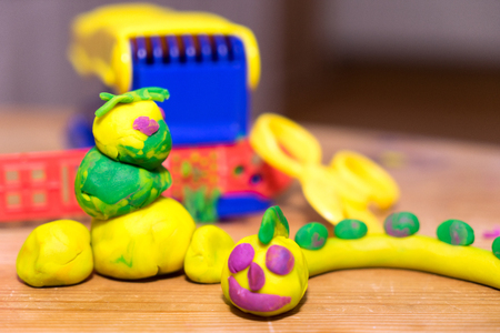 tinkered works from modeling doughの写真素材