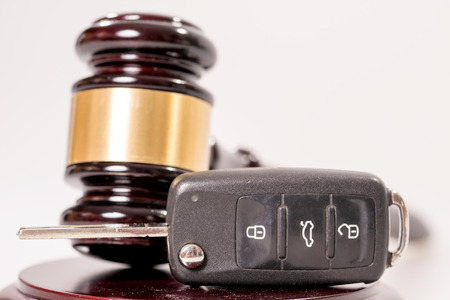 Judges gavel and car keyの写真素材